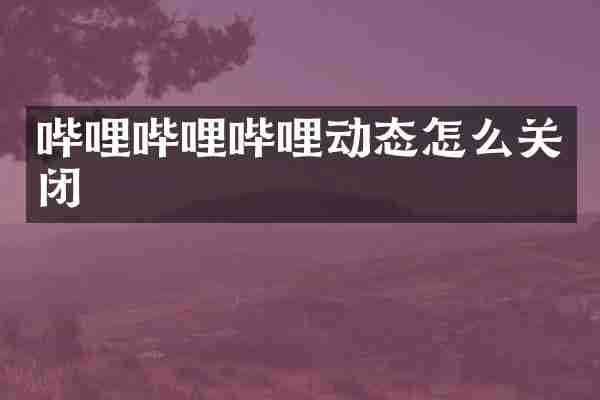 哔哩哔哩哔哩动态怎么关闭