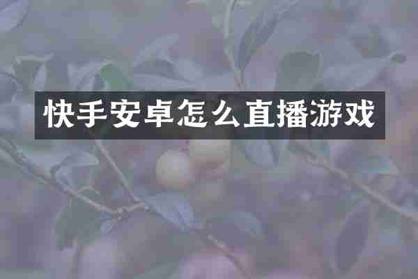 快手安卓怎么直播游戏