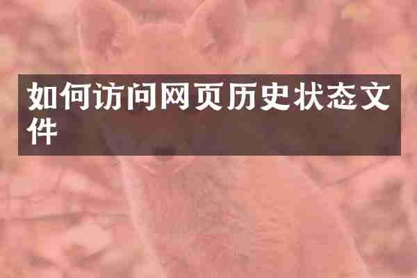 如何访问网页历史状态文件