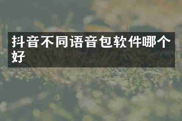 抖音不同语音包软件哪个好