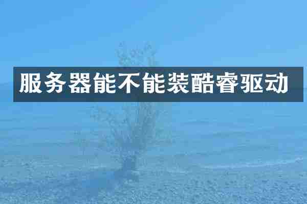 服务器能不能装酷睿驱动