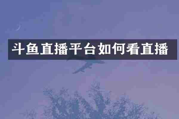 斗鱼直播平台如何看直播
