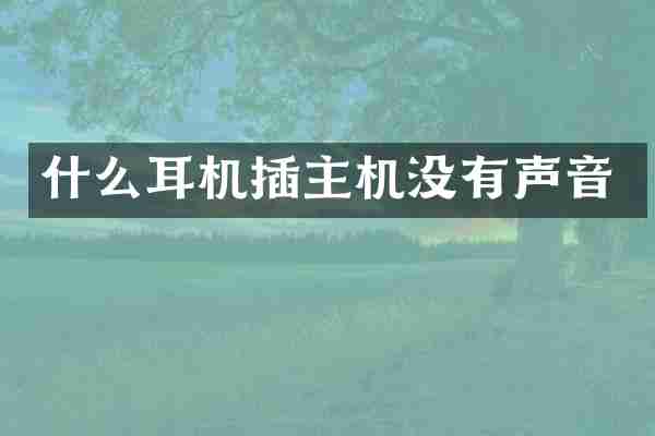 什么耳机插主机没有声音