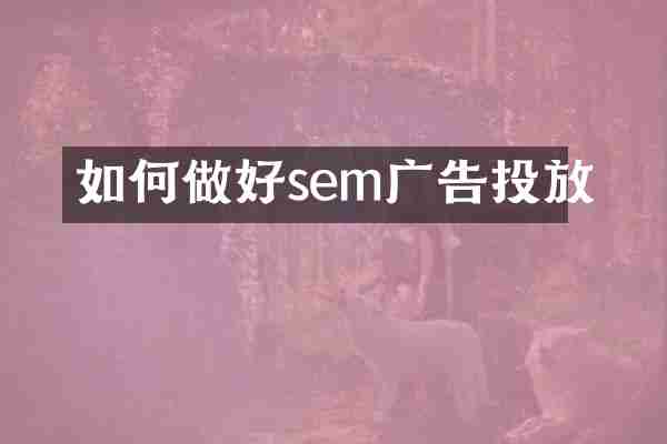 如何做好sem广告投放