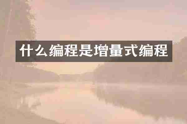什么编程是增量式编程