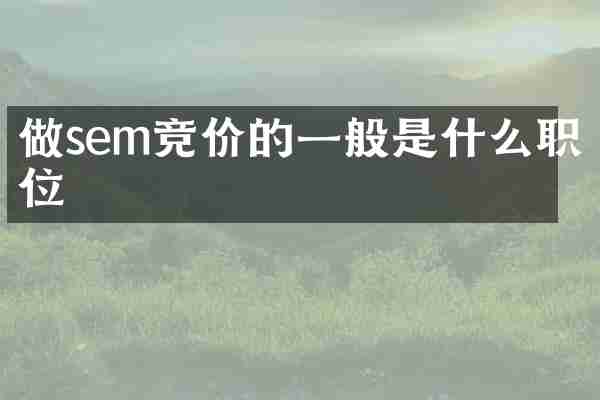 做sem竞价的一般是什么职位