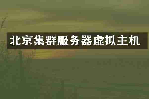 北京集群服务器虚拟主机
