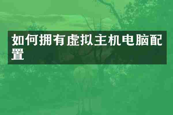 如何拥有虚拟主机电脑配置