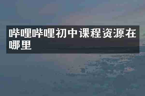 哔哩哔哩初中课程资源在哪里