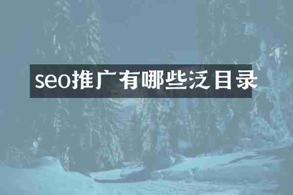 seo推广有哪些泛目录