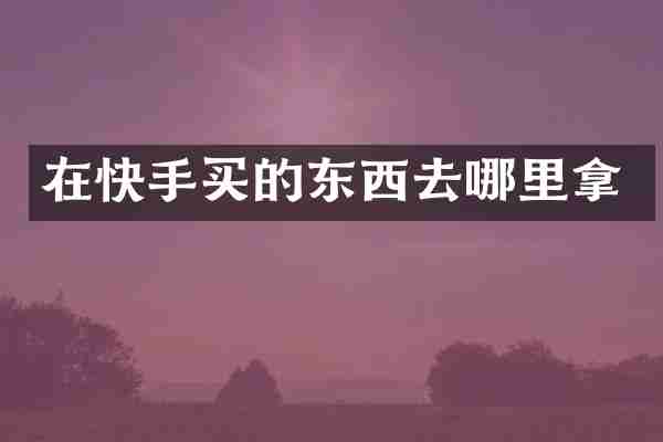 在快手买的东西去哪里拿