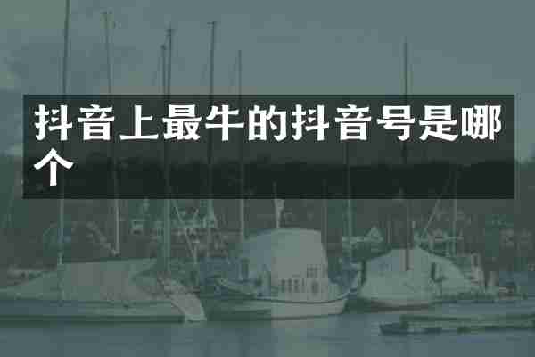 抖音上最牛的抖音号是哪个