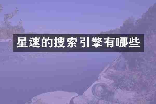 星速的搜索引擎有哪些