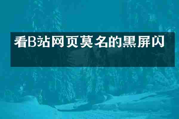 看B站网页莫名的黑屏闪烁