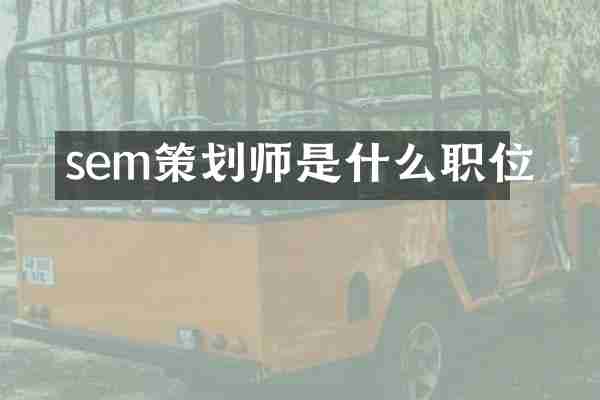 sem策划师是什么职位