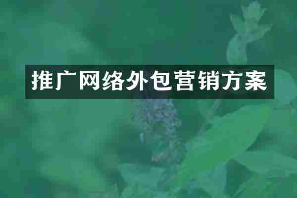 推广网络外包营销方案