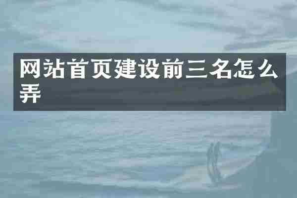 网站首页建设前三名怎么弄