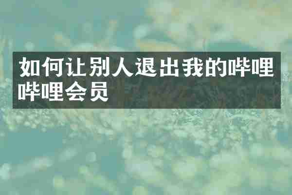 如何让别人退出我的哔哩哔哩会员