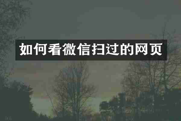 如何看微信扫过的网页