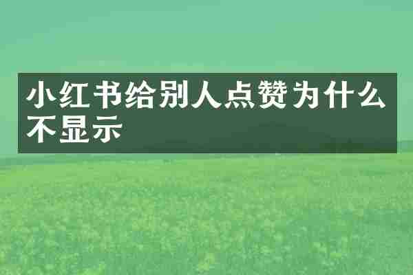 小红书给别人点赞为什么不显示