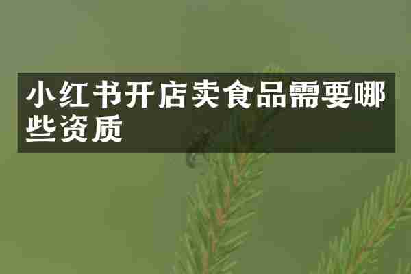 小红书开店卖食品需要哪些资质