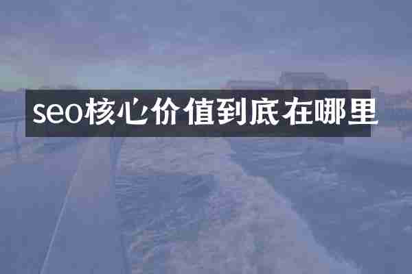 seo核心价值到底在哪里