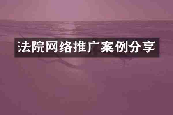 法院网络推广案例分享