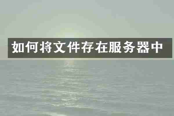 如何将文件存在服务器中
