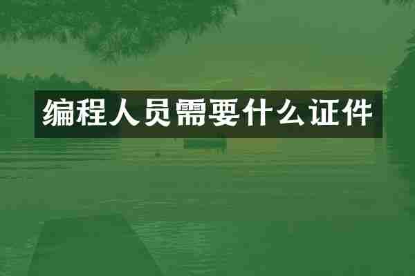 编程人员需要什么证件