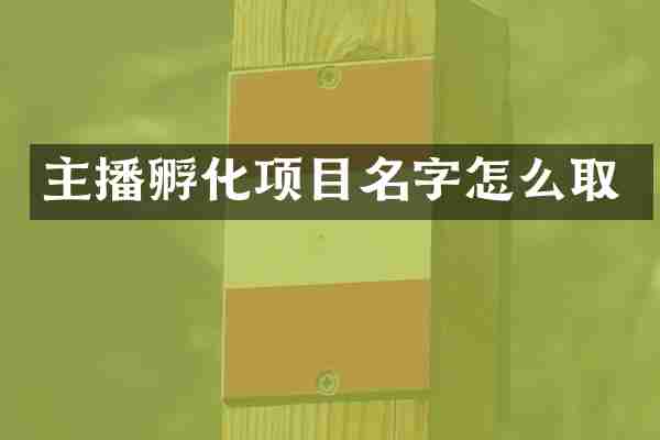 主播孵化项目名字怎么取