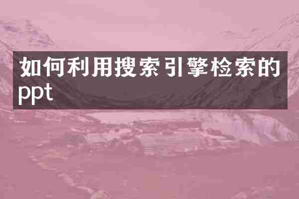 如何利用搜索引擎检索的ppt