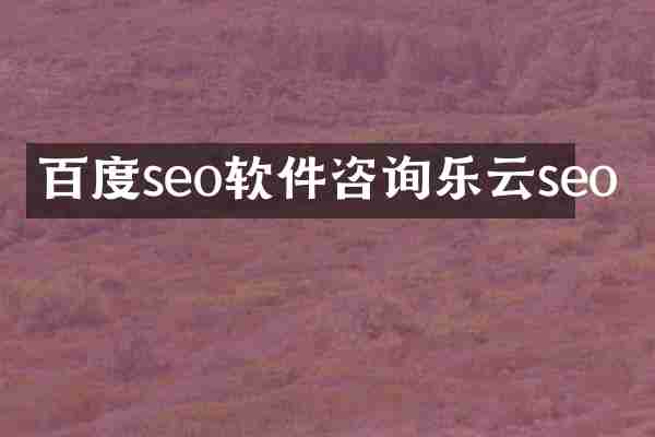 百度seo软件咨询乐云seo