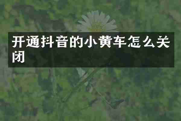 开通抖音的小黄车怎么关闭