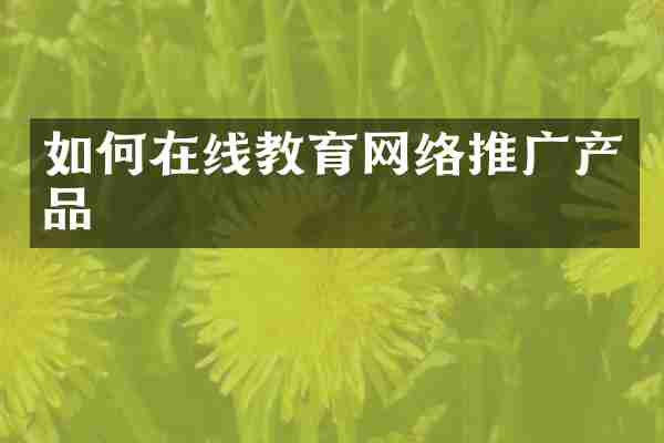 如何在线教育网络推广产品