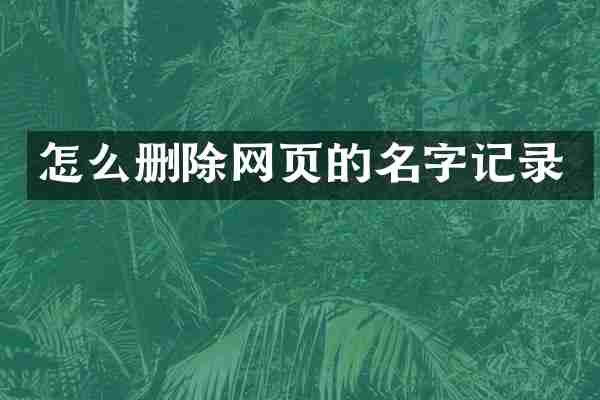 怎么删除网页的名字记录