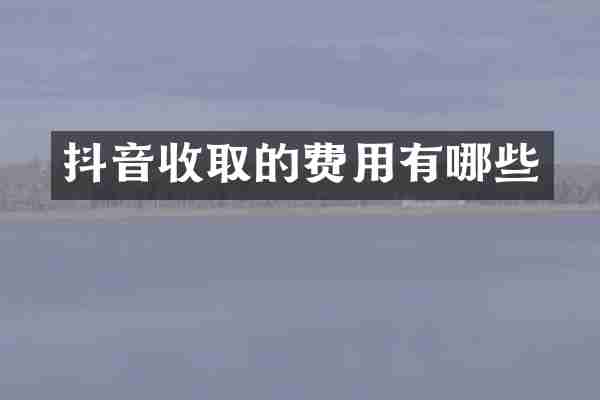 抖音收取的费用有哪些