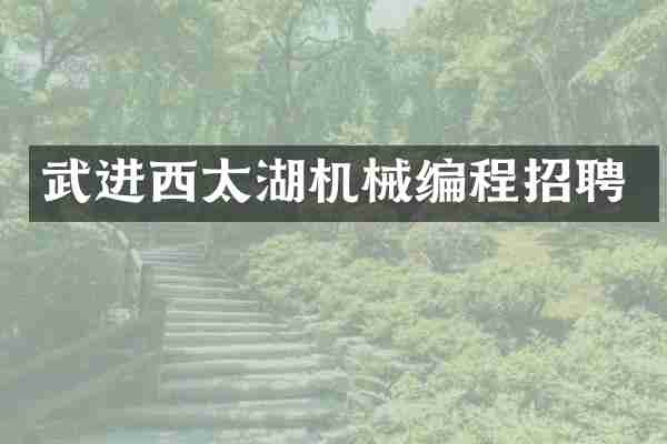 武进西太湖机械编程招聘