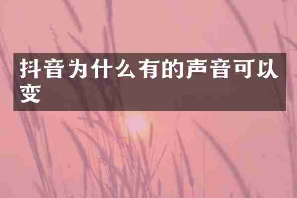 抖音为什么有的声音可以变