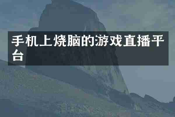 手机上烧脑的游戏直播平台