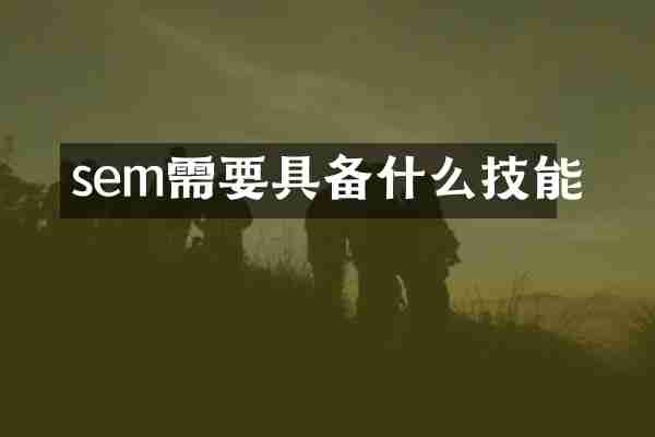 sem需要具备什么技能