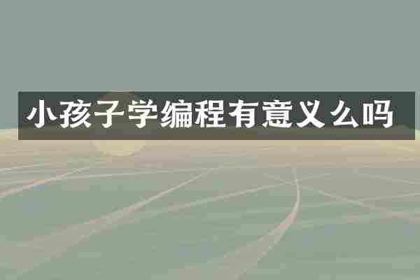 小孩子学编程有意义么吗