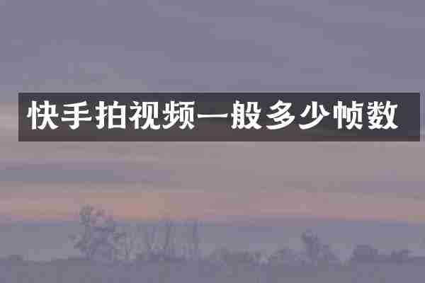 快手拍视频一般多少帧数