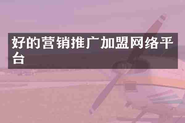 好的营销推广加盟网络平台