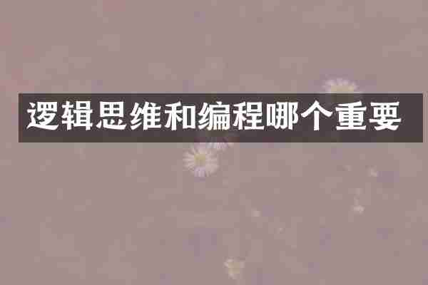 逻辑思维和编程哪个重要