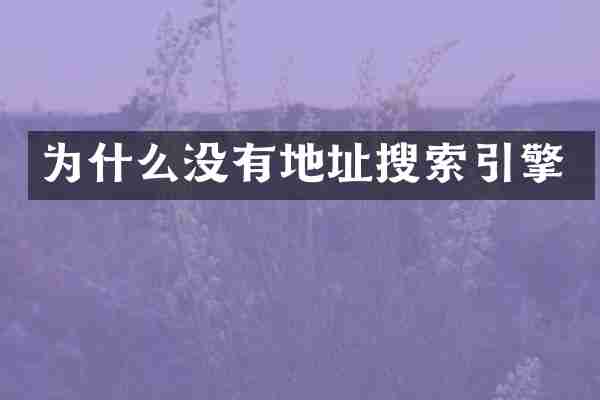 为什么没有地址搜索引擎