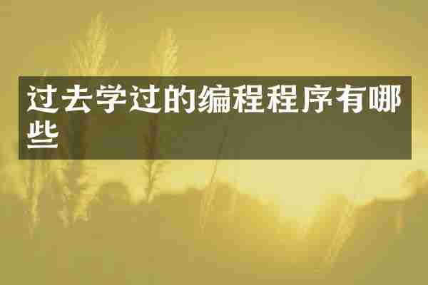 过去学过的编程程序有哪些