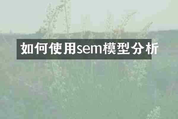 如何使用sem模型分析