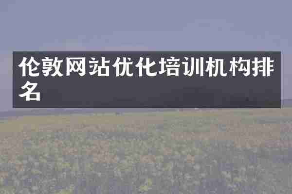 伦敦网站优化培训机构排名