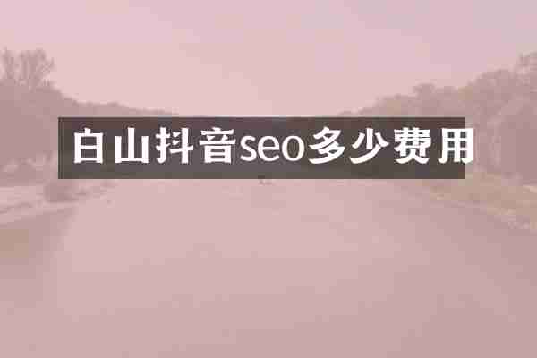 白山抖音seo多少费用