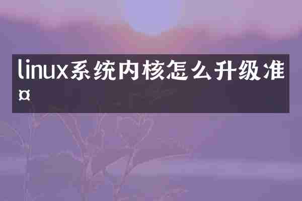 linux系统内核怎么升级准备